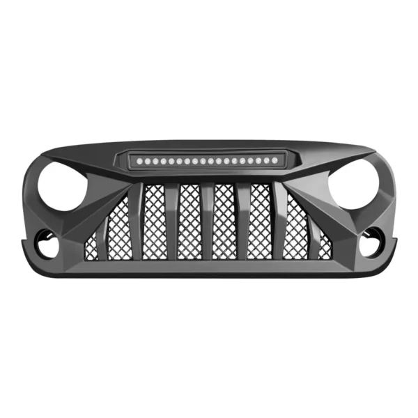 For 07-18 Jeep Wrangler JK Front Grill Mars Grille W/LED Off-Road Lights Black - Image 2