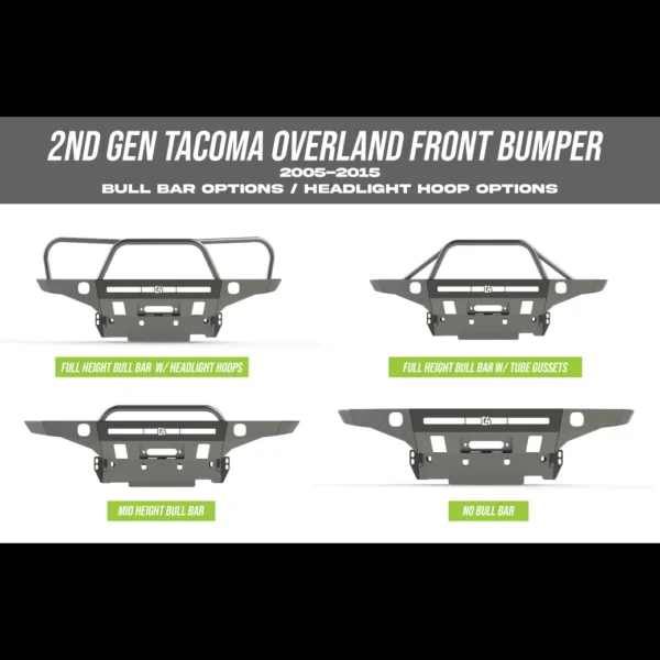 C4 FABRICATION TACOMA OVERLAND SERIES FRONT BUMPER / 2ND GEN / 2005-2015 MID HEIGHT BULL BAR